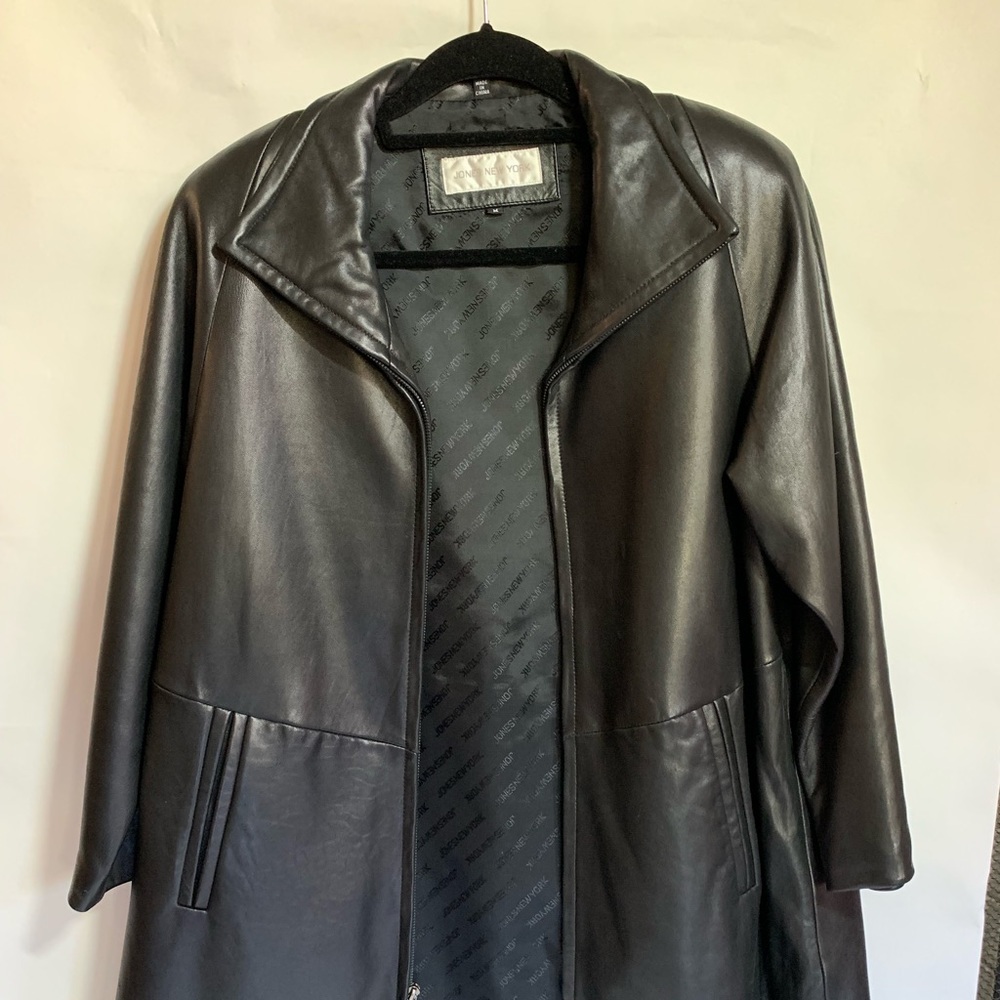 Jones of New York black leather coat